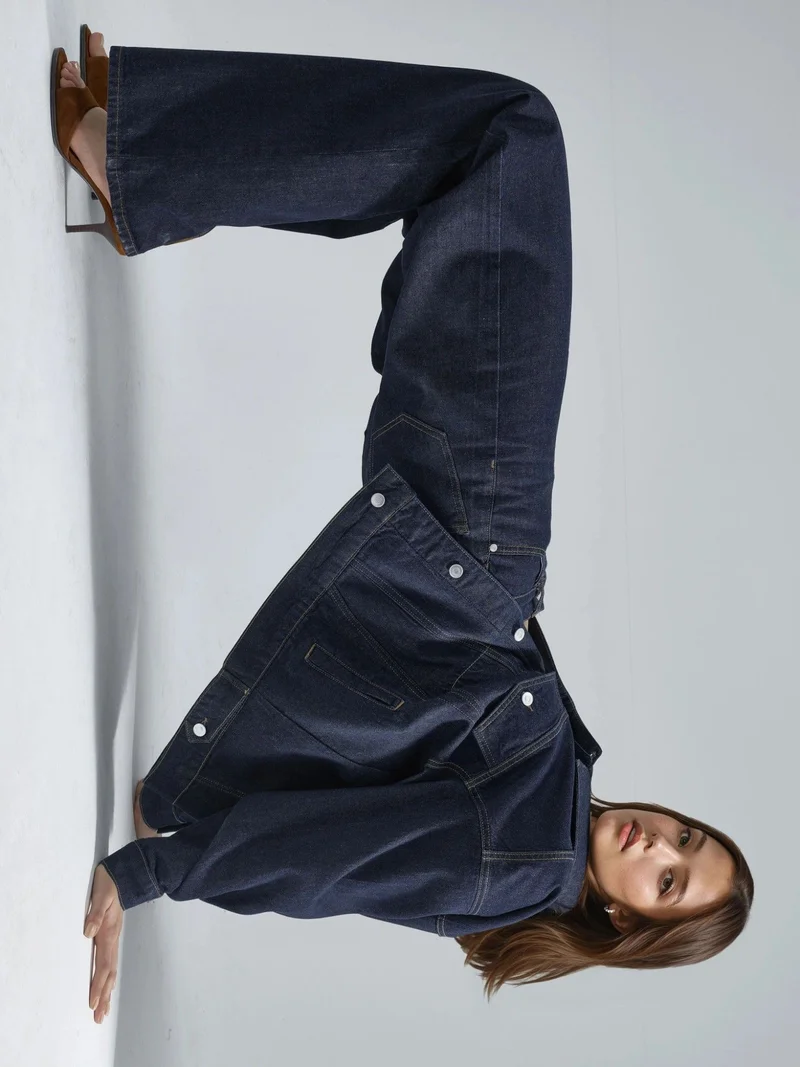 HICCUP SQUALO High Waist Wide Leg Denim Two-Piece Outfit